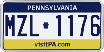 PA license plate MZL1176