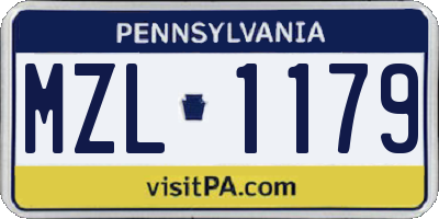 PA license plate MZL1179