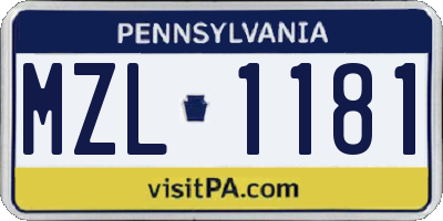 PA license plate MZL1181
