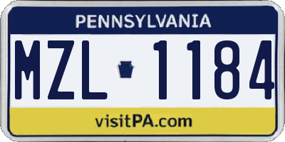 PA license plate MZL1184