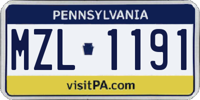 PA license plate MZL1191