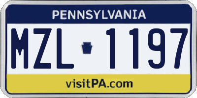 PA license plate MZL1197