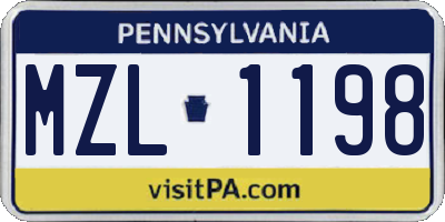 PA license plate MZL1198