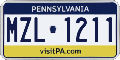 PA license plate MZL1211