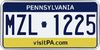 PA license plate MZL1225