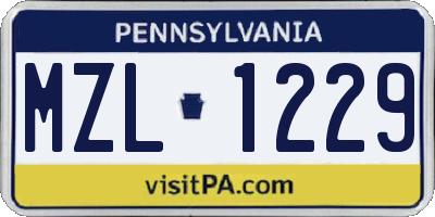 PA license plate MZL1229