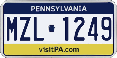 PA license plate MZL1249