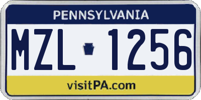 PA license plate MZL1256