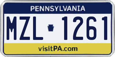 PA license plate MZL1261