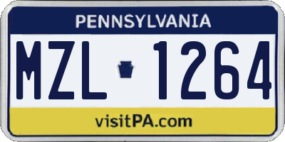 PA license plate MZL1264
