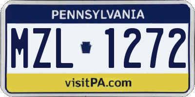 PA license plate MZL1272