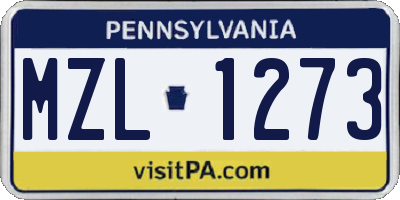 PA license plate MZL1273