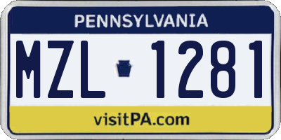 PA license plate MZL1281