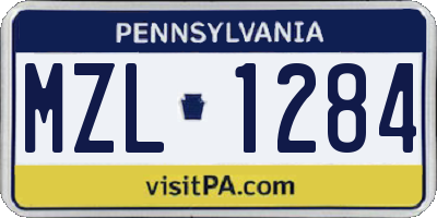 PA license plate MZL1284