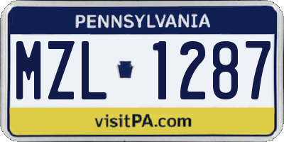 PA license plate MZL1287