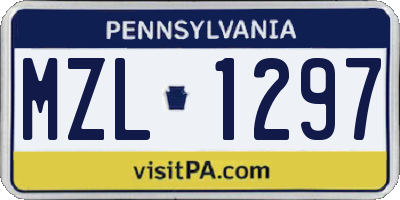 PA license plate MZL1297