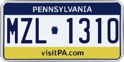 PA license plate MZL1310