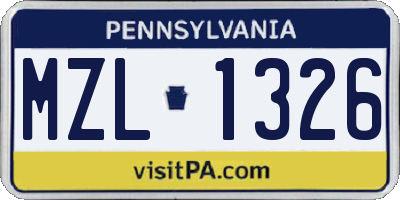 PA license plate MZL1326