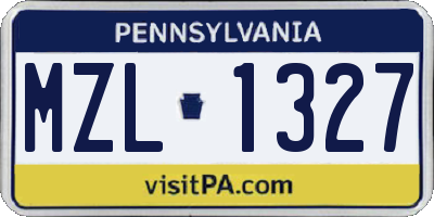 PA license plate MZL1327