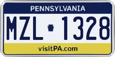 PA license plate MZL1328