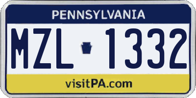PA license plate MZL1332