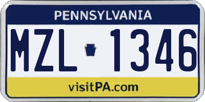 PA license plate MZL1346