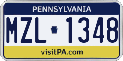 PA license plate MZL1348