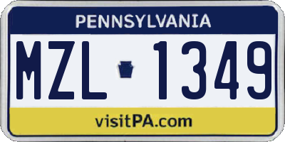 PA license plate MZL1349