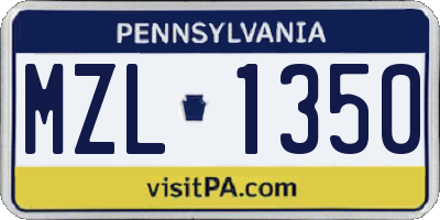 PA license plate MZL1350