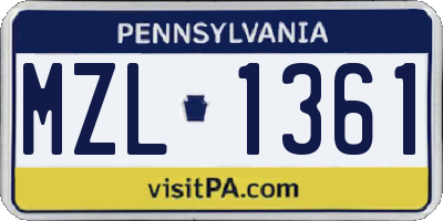 PA license plate MZL1361