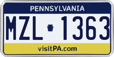 PA license plate MZL1363