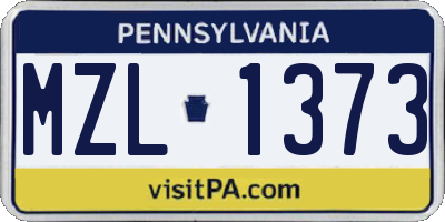 PA license plate MZL1373