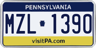 PA license plate MZL1390