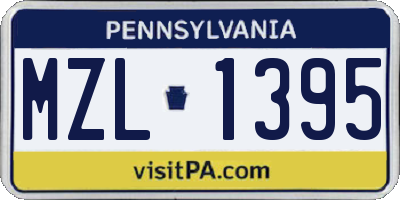 PA license plate MZL1395