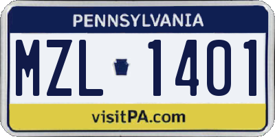 PA license plate MZL1401