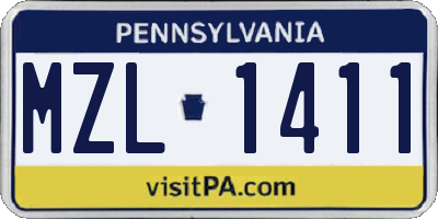 PA license plate MZL1411