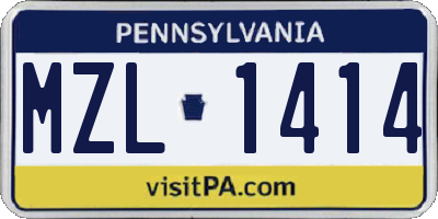 PA license plate MZL1414