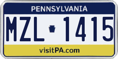 PA license plate MZL1415