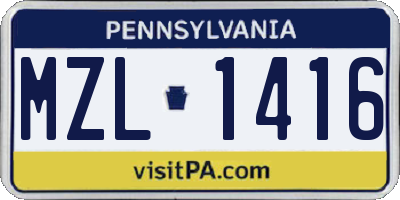 PA license plate MZL1416