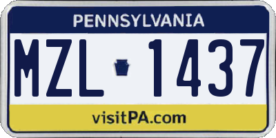 PA license plate MZL1437