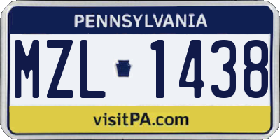 PA license plate MZL1438