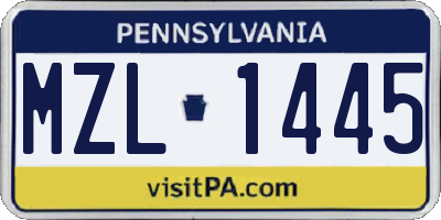 PA license plate MZL1445