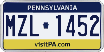 PA license plate MZL1452