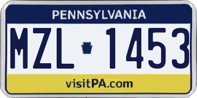 PA license plate MZL1453
