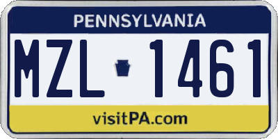 PA license plate MZL1461