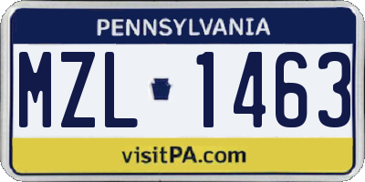 PA license plate MZL1463