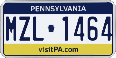 PA license plate MZL1464