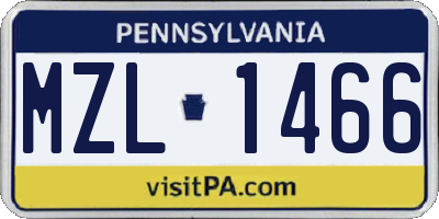 PA license plate MZL1466