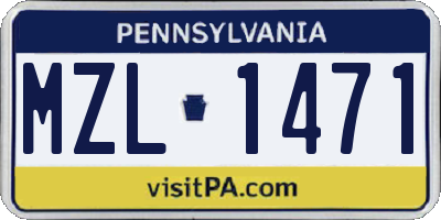 PA license plate MZL1471