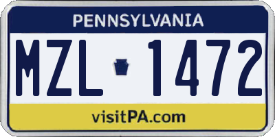 PA license plate MZL1472